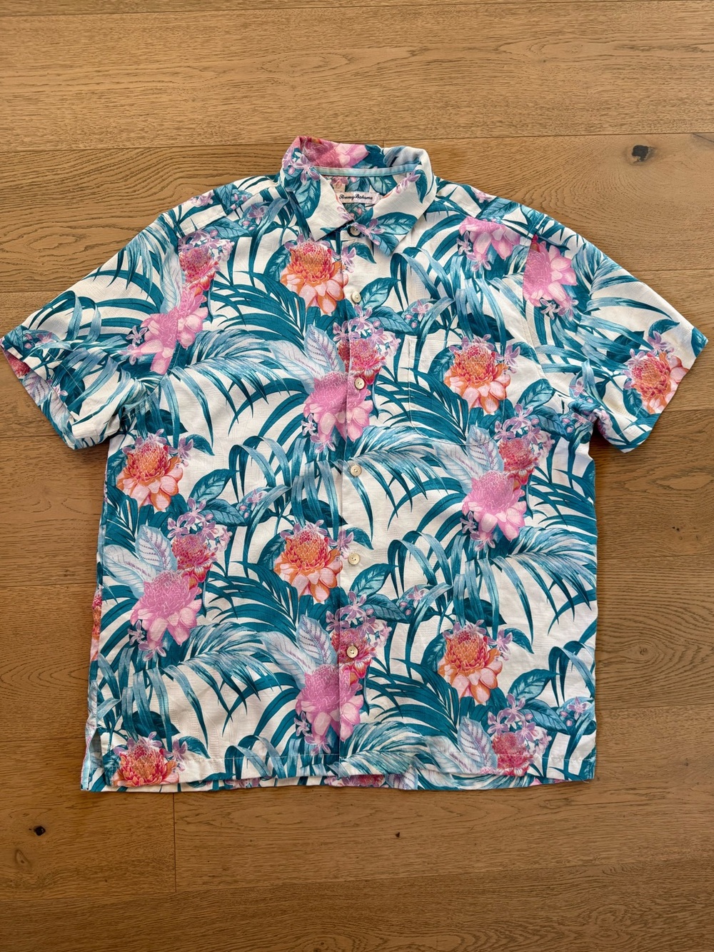 Tommy Bahama IslandZone Tropical Floral Silk Blend Camp Shirt Size: XL